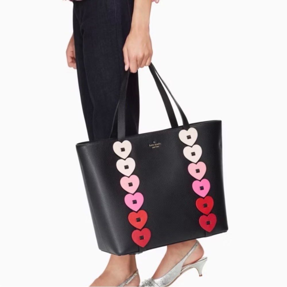 Kate Spade Yours Truly Ombre Heart Black Leather Tote